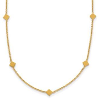 Leslie's 14K Polished Diamond-shaped Disk Station with 2in ext. Necklace