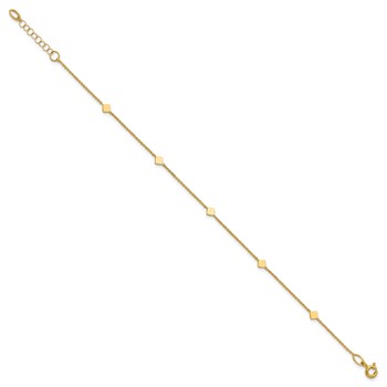 Leslie's 14K Polished Diamond-shaped Disk Station w/1in ext. Bracelet — alternate view