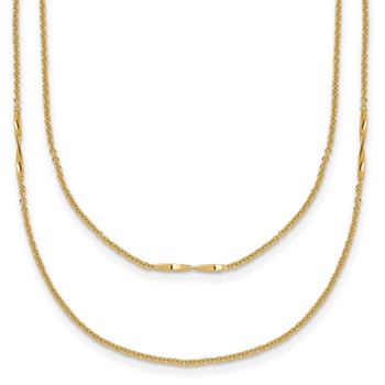 Leslie's 14K Polished 2-Strand Twist Bar Station Necklace
