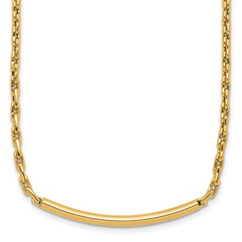 Leslie's 14K Polished Fancy Link Bar w/.5in ext. Necklace