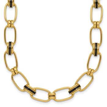 Leslie's 14K w/Enamel Polished Fancy Oval Link Necklace