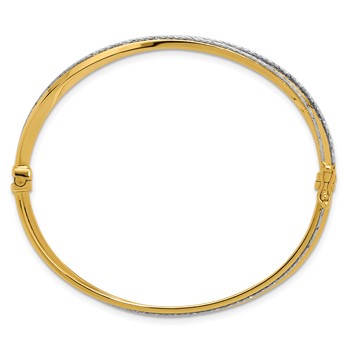 Leslie's 14K w/Rhodium Polished and Diamond-Cut Hinged Bangle — alternate view