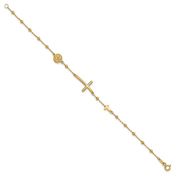 Leslie's 14K Polished Cross and Beaded Bracelet — alternate view