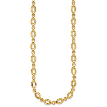 Leslie's 14K Polished and Diamond-cut Fancy Link w/.5in Ext. Necklace — alternate view