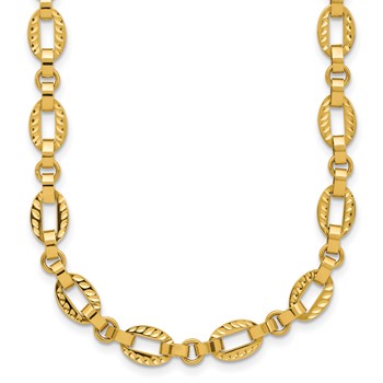 Leslie's 14K Polished and Diamond-cut Fancy Link w/.5in Ext. Necklace