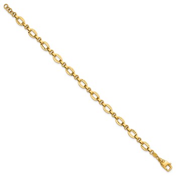 Leslie's 14K Polished and Diamond-cut Fancy Link w/.5in Ext. Bracelet — alternate view