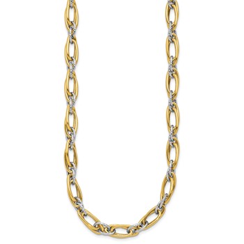 Leslie's 14K Two-tone Polished and Textured Fancy Link Necklace — alternate view
