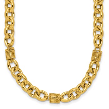 Leslie's 14K Polished and Textured Fancy Link Necklace