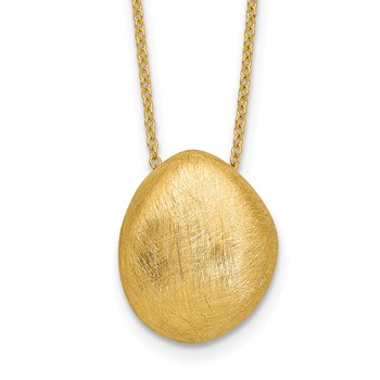 Leslie's 14K With Scratch Finish Pendant with 2in ext. Necklace