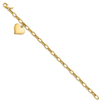Leslie's 14K Polished Heart Charm Bracelet — alternate view