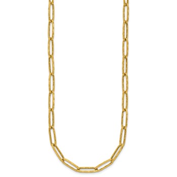 Leslie's 14K Polished and Dimond-cut Paperclip Link Necklace — alternate view