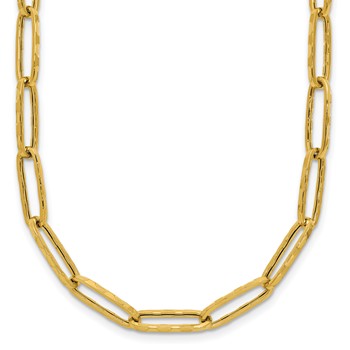 Leslie's 14K Polished and Dimond-cut Paperclip Link Necklace