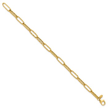 Leslie's 14K Polished and Dimond-cut Paperclip Link Bracelet — alternate view