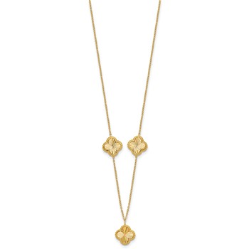 Leslie's 14K Polished and Diamond-cut Clover Station Necklace — alternate view