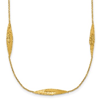 Leslie's 14K Polished and Diamond-cut Fancy Station Necklace