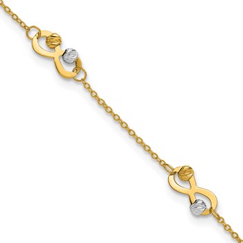 Leslie's 14K Two-tone D/C Beaded Infinity Station Bracelet