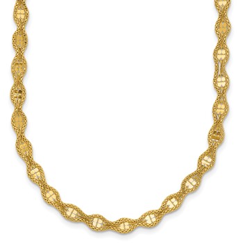 Leslie's 14K Polished and Diamond-cut Twisted Fancy Necklace