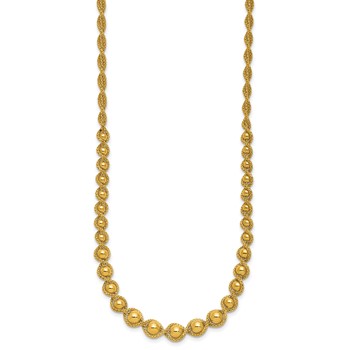 Leslie's 14K Polished and Diamond-cut Twisted Beaded Necklace — alternate view