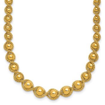 Leslie's 14K Polished and Diamond-cut Twisted Beaded Necklace