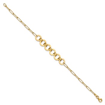 Leslie's 14K Polished Circles Paperclip Link Bracelet — alternate view