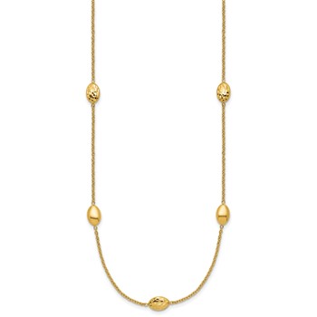 Leslie's 14K Polished and Dia-cut Oval Station with 2in ext. Necklace — alternate view