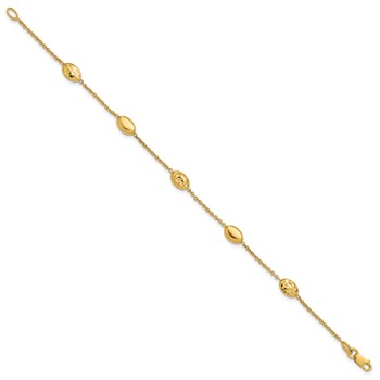 Leslie's 14K Polished and Dia-cut Oval Station Bracelet — alternate view