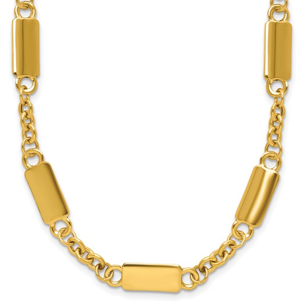 Leslie's 14K Polished Bar Station 18 inch Necklace