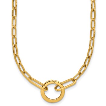 Leslie's 14K Polished Paperclip with Circle Ring Clasp Necklace