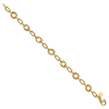 Leslie's 14K Polished and Textured Fancy Link Bracelet — alternate view
