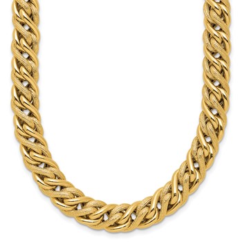 Leslie's 14K Polished and Textured Fancy Link Necklace