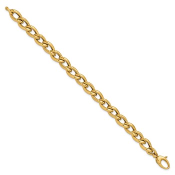 Leslie's 14K Polished and Textured Fancy Link Bracelet — alternate view