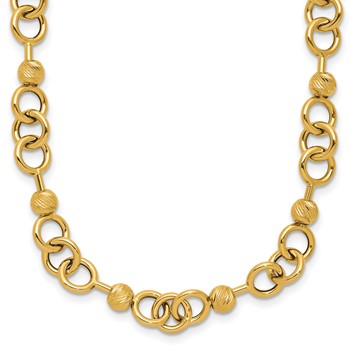 Leslie's 14K Polished and Circles with D/C Beads Fancy Necklace