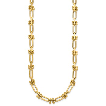 Leslie's 14K Polished Paperclip and Beaded Fancy Necklace — alternate view