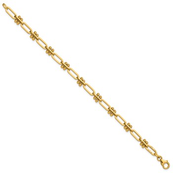 Leslie's 14K Polished and Beaded Fancy Paperclip Bracelet — alternate view