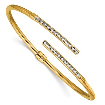 Leslie's 14K w/White Rhodium Polished Bypass Hinged Cuff Bangle