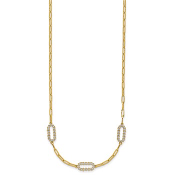 Leslie's 14K w/White Rhodium Polished and Dia-cut Paperclip Fancy Necklace — alternate view