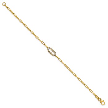 Leslie's 14K w/White Rhodium  Polished Paperclip Fancy Bracelet — alternate view