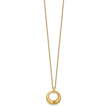 Leslie's 14K Polished and Brushed Circle Pendant w/2in Ext. Necklace — alternate view