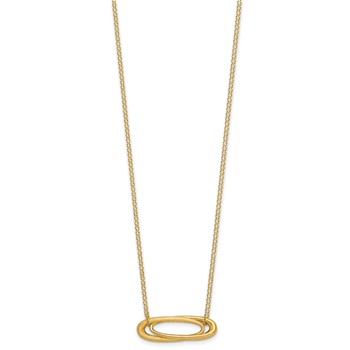 Leslie's 14K Polished and Brushed 2-Strand Fancy Oval w/2in Ext. Necklace — alternate view