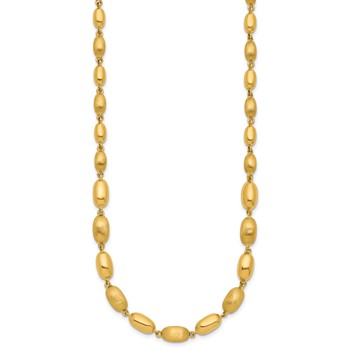 Leslie's 14K Polished and Brushed Oval Beaded Link Necklace — alternate view