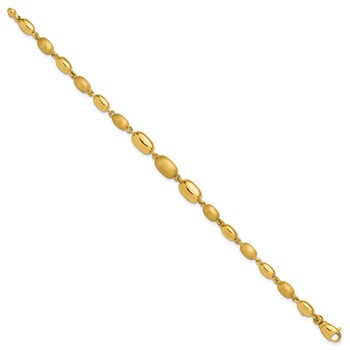 Leslie's 14K Polished and Brushed Oval Beaded Link Bracelet — alternate view