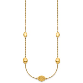 Leslie's 14K Polished Oval Textured w/.2in Ext. Fancy Necklace — alternate view