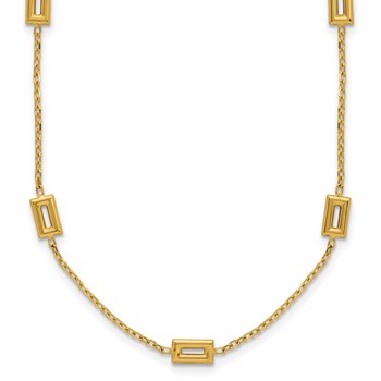 Leslie's 14K Polished Rectangle Station w/2in Ext. Necklace