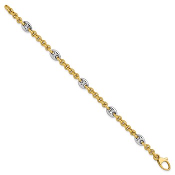 Leslie's 14K Two-tone Polished Fancy Puffed Mariner Link Bracelet — alternate view