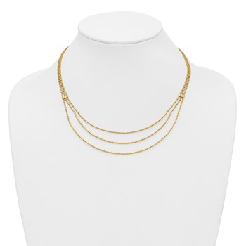 Leslie's 14K Polished and Diamond-cut 3-strand Bar Necklace — alternate view