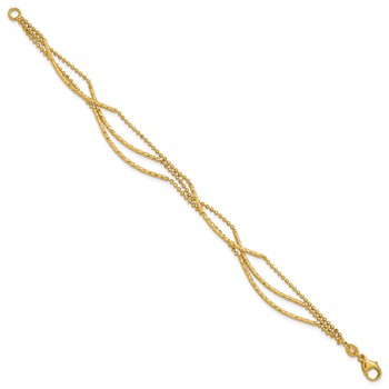 Leslie's 14K Polished and Diamond-cut 3-strand Bar Bracelet — alternate view