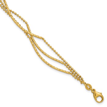 Leslie's 14K Polished and Diamond-cut 3-strand Bar Bracelet