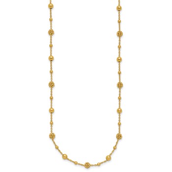 Leslie's 14K Polished Dia-cut Beaded w/ 2in ext. Necklace — alternate view