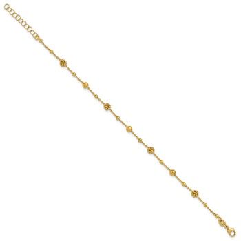 Leslie's 14K Polished Dia-cut Beaded w/ 1in ext. Bracelet — alternate view