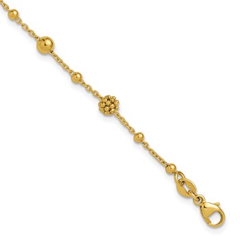 Leslie's 14K Polished Dia-cut Beaded w/ 1in ext. Bracelet